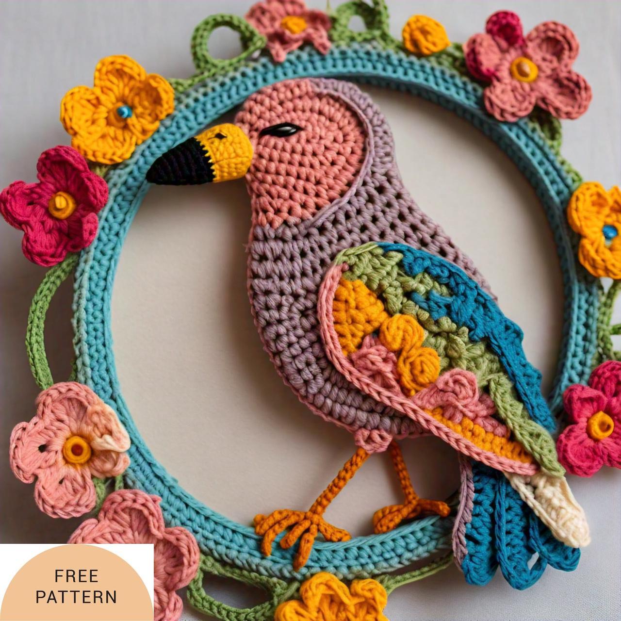 Charming Crochet Bird Frame Beautiful pattern Project