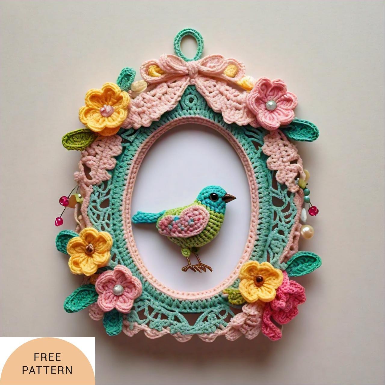 Charming Crochet Bird Frame Beautiful pattern Project