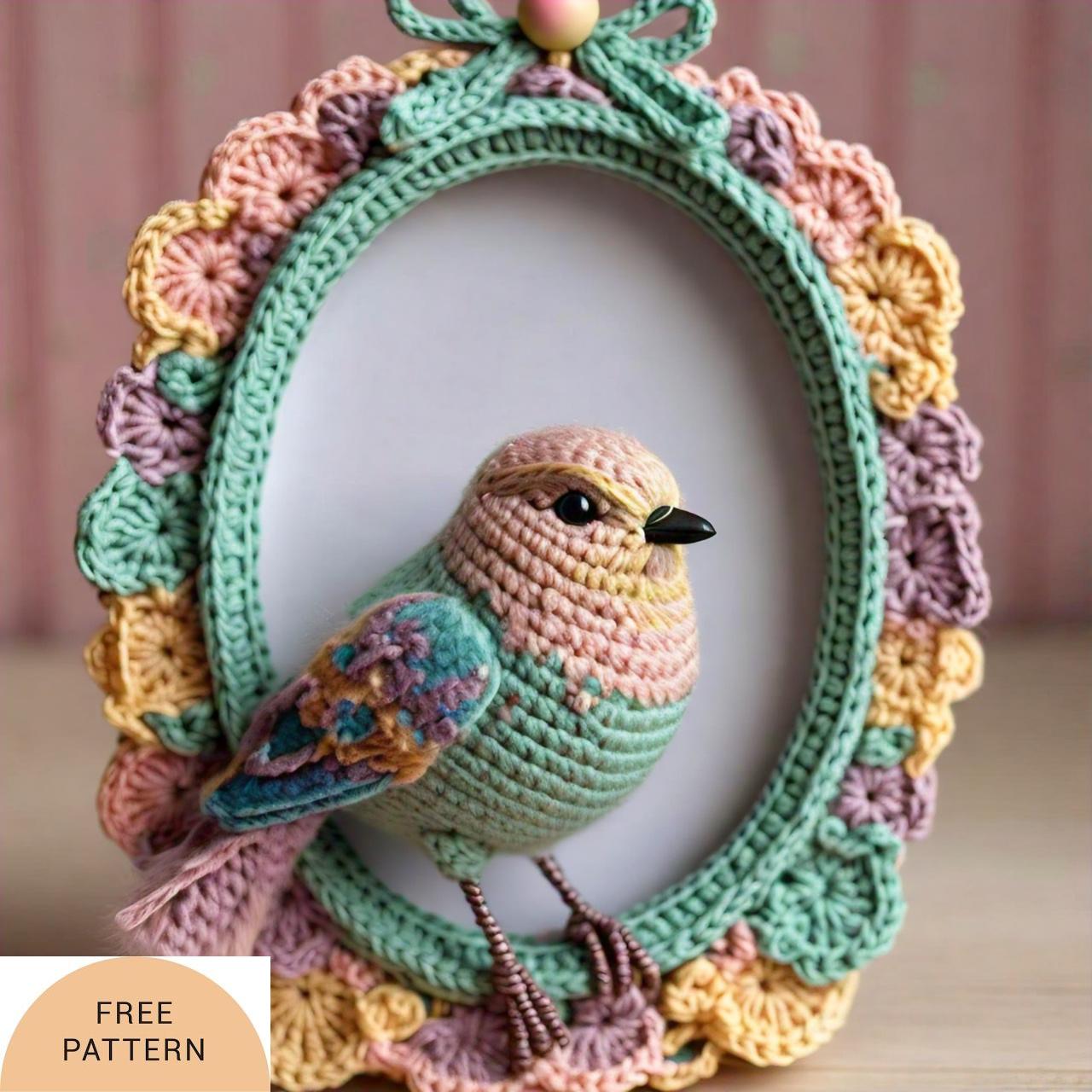 Charming Crochet Bird Frame Beautiful pattern Project
