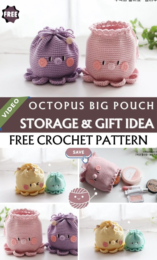 Crochet Octopus Big Pouch – Cute Storage & Gift Idea