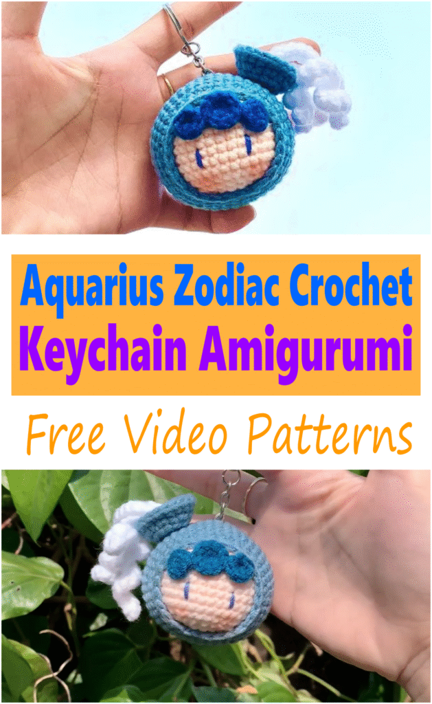 Aquarius Zodiac Crochet Keychain Amigurumi