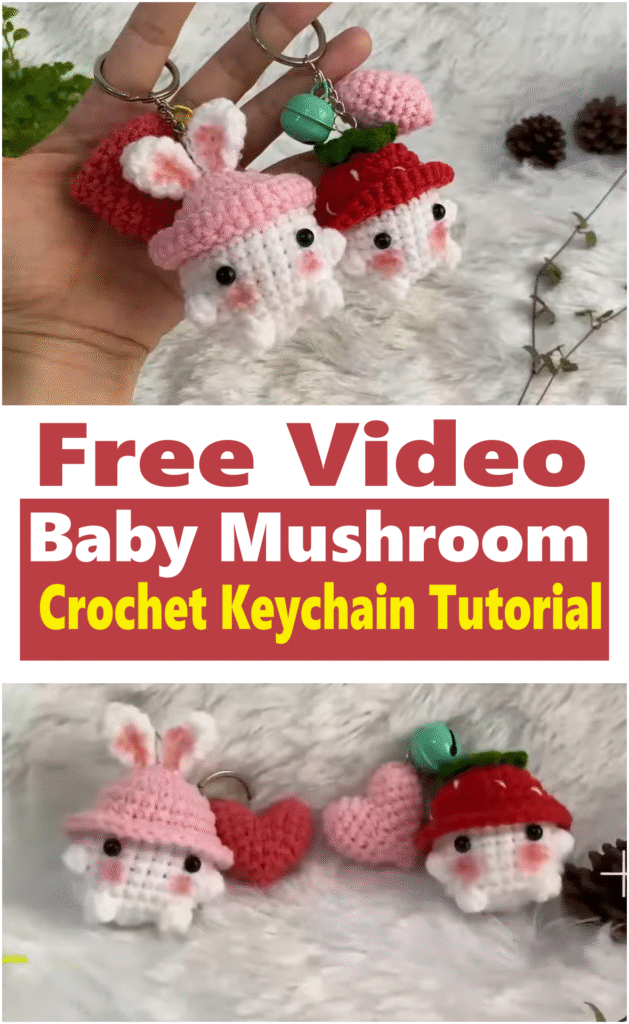 Baby Mushroom Crochet Keychain Tutorial