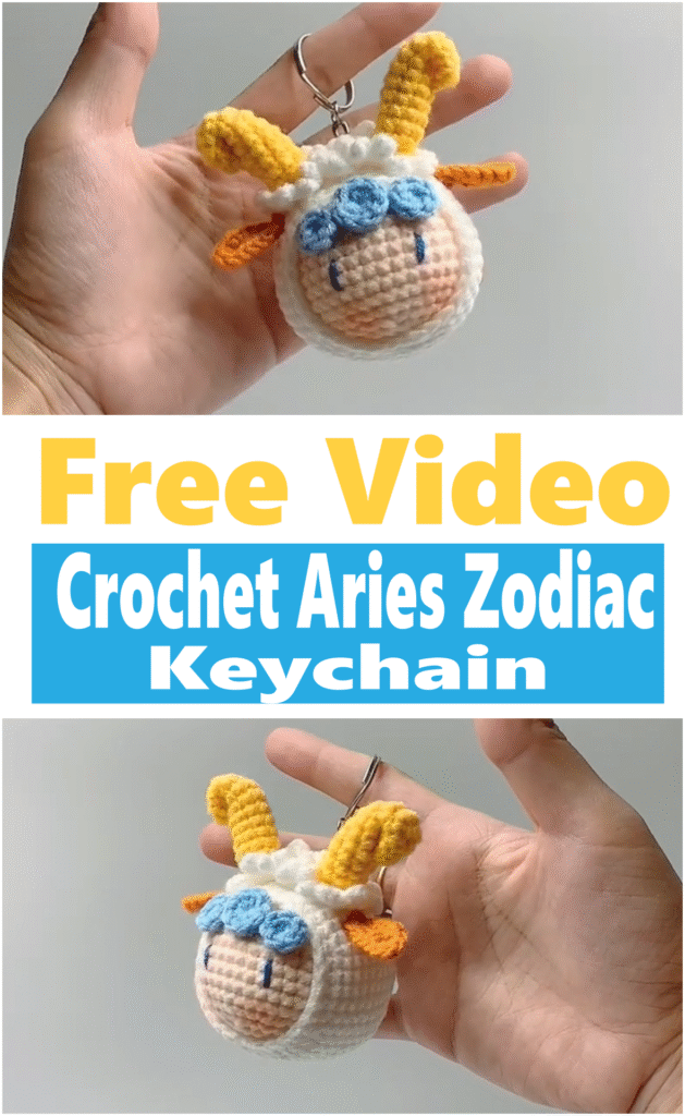 Crochet Aries Zodiac Keychain