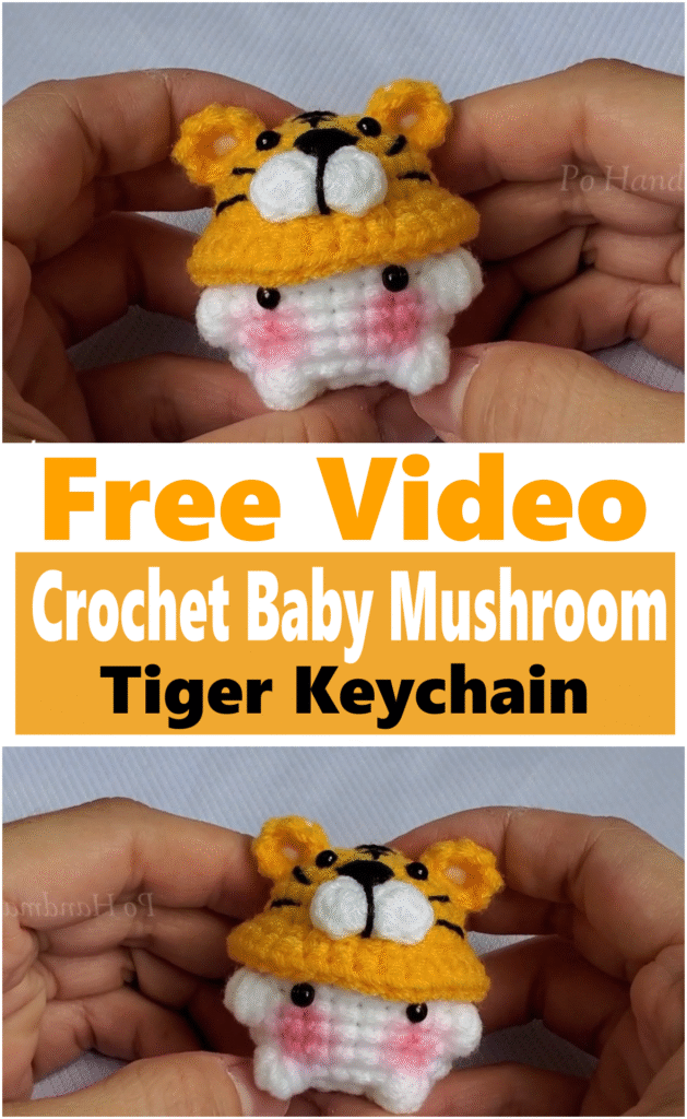 Crochet Baby Mushroom Tiger Keychain
