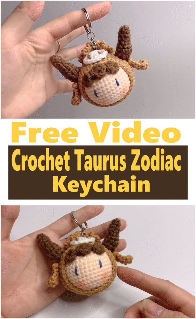 Crochet Taurus Zodiac Keychain