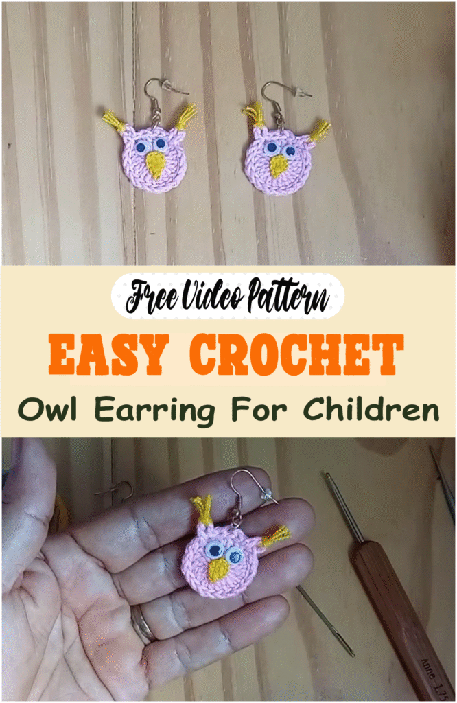 Easy Crochet Owl Earring For Children