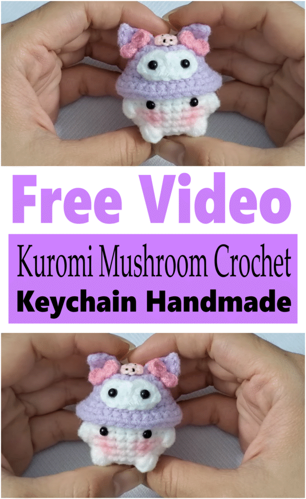 Kuromi Mushroom Crochet Keychain Handmade