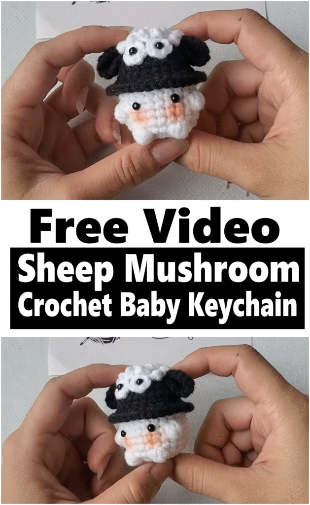 Sheep Mushroom Crochet Baby Keychain