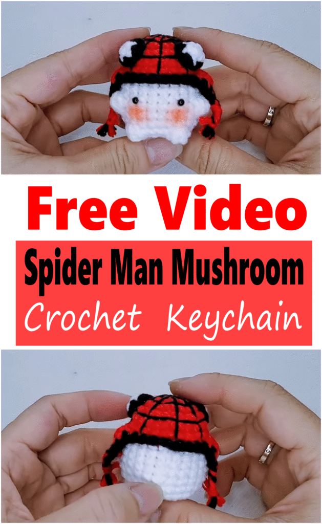 Spider Man Mushroom Crochet Keychain 