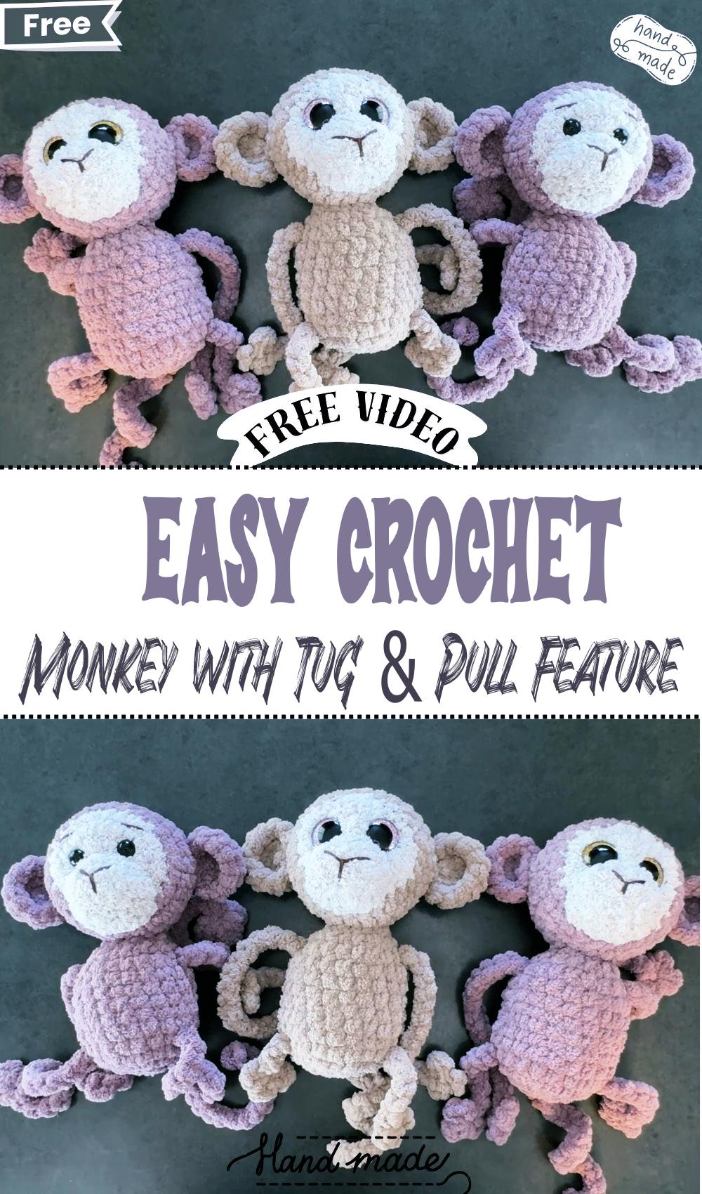 Easy Crochet Monkey with Tug & Pull Feature