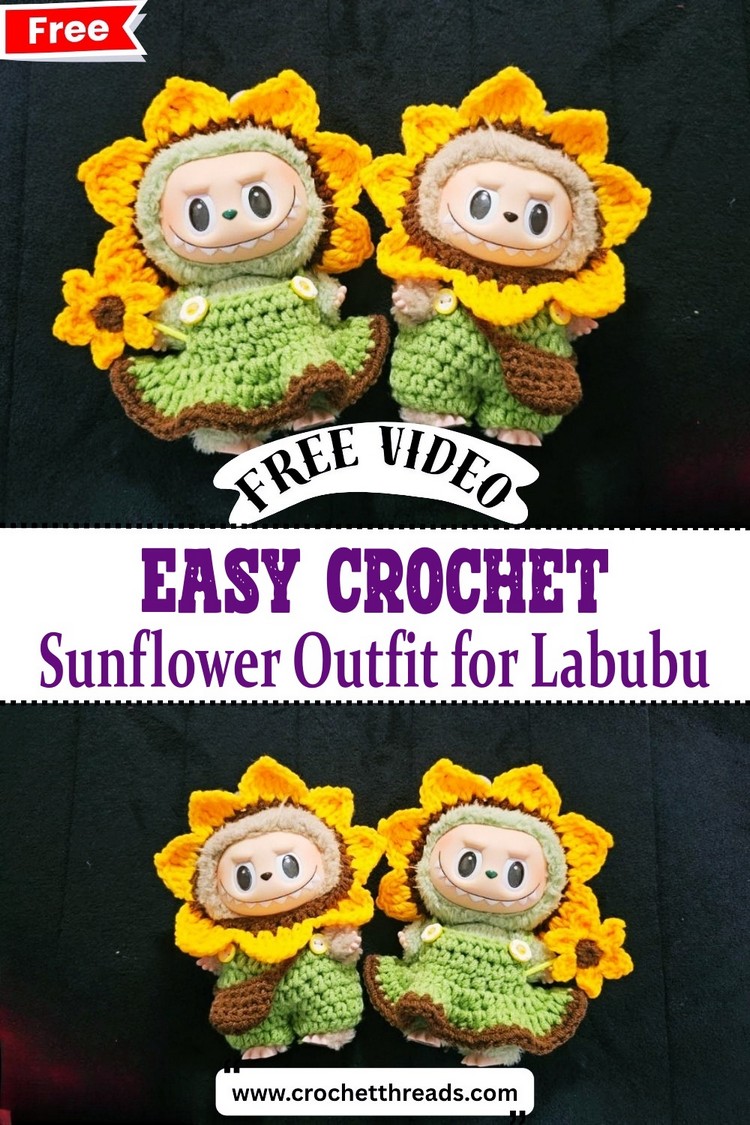 Easy Crochet Sunflower Outfit for Labubu