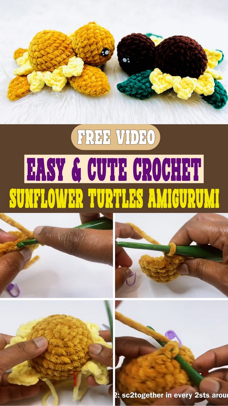 Easy & Cute Crochet Sunflower Turtles Amigurumi