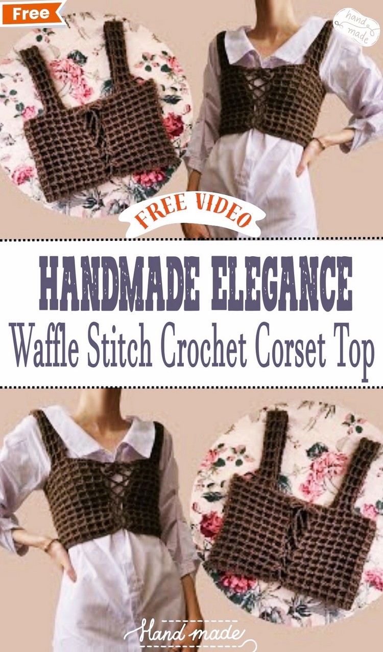 Handmade Elegance Waffle Stitch Crochet Corset Top