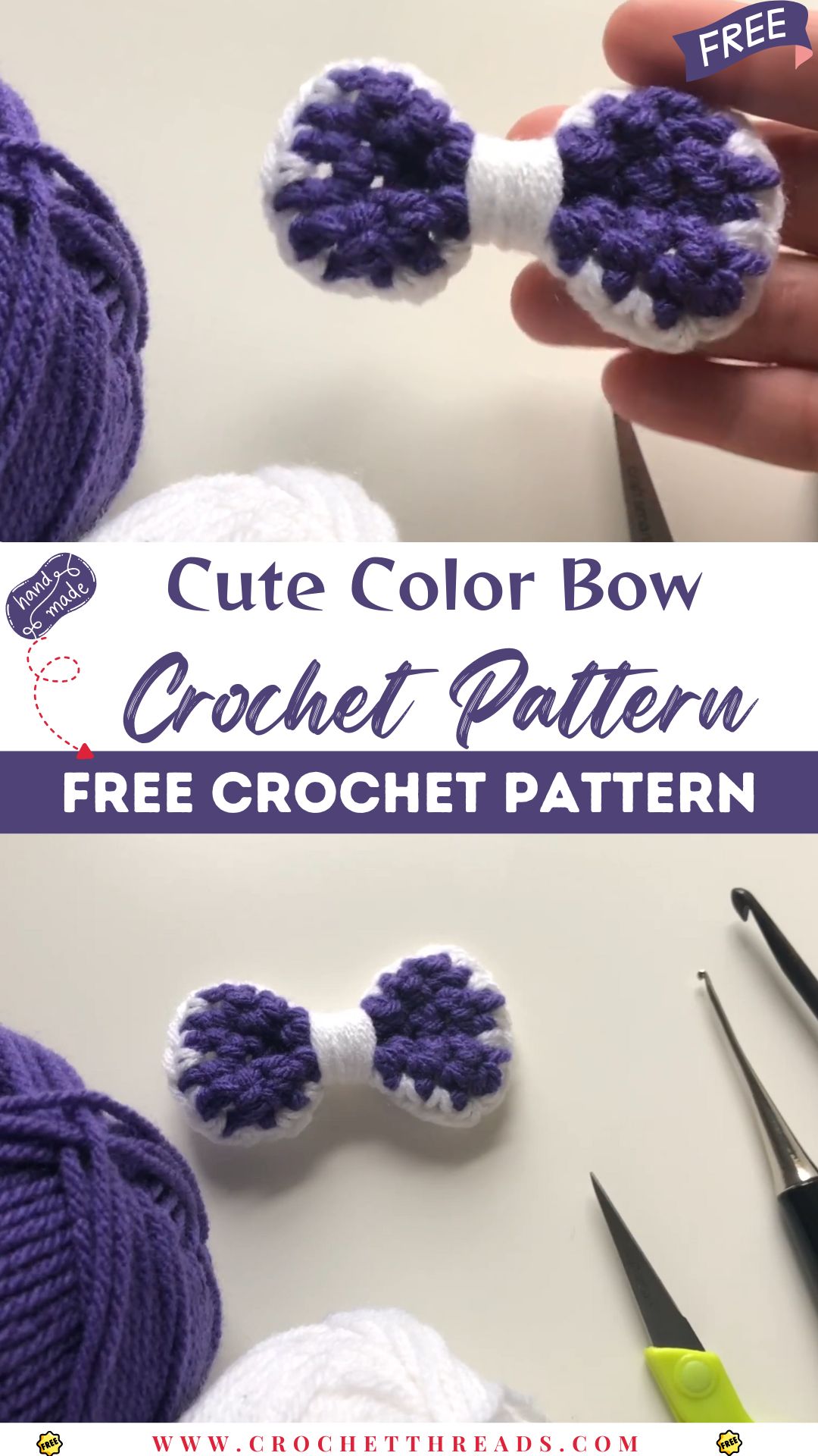 DIY Crochet Hair Bow Colorful & Easy Pattern
