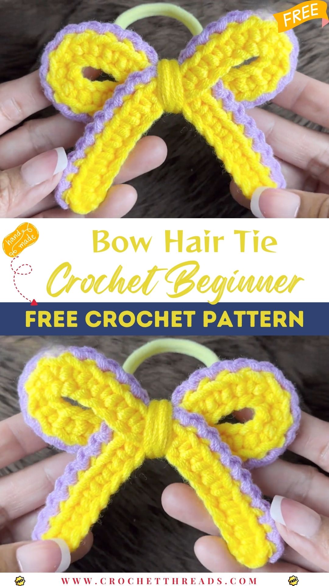 Super Easy Crochet Bow Hair Tie Beginner Tutorial