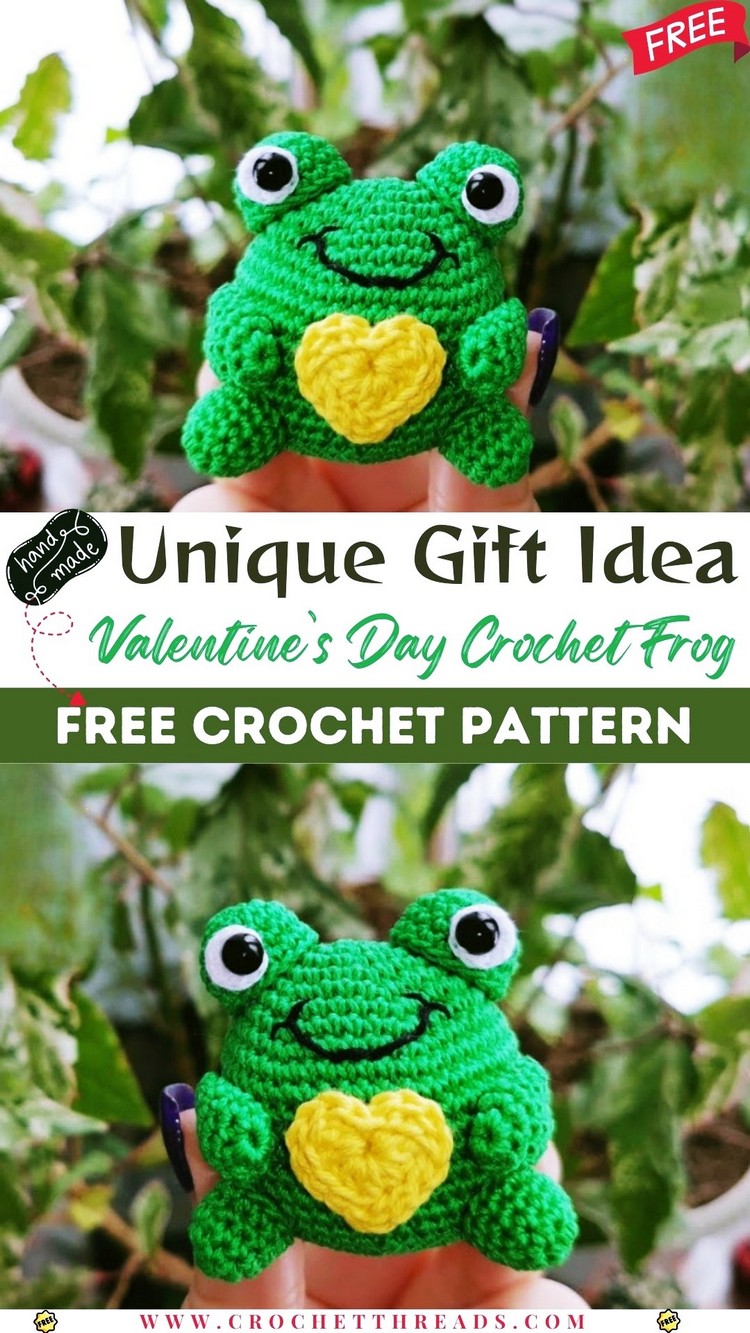 Unique Gift Idea Valentine’s Day Crochet Frog