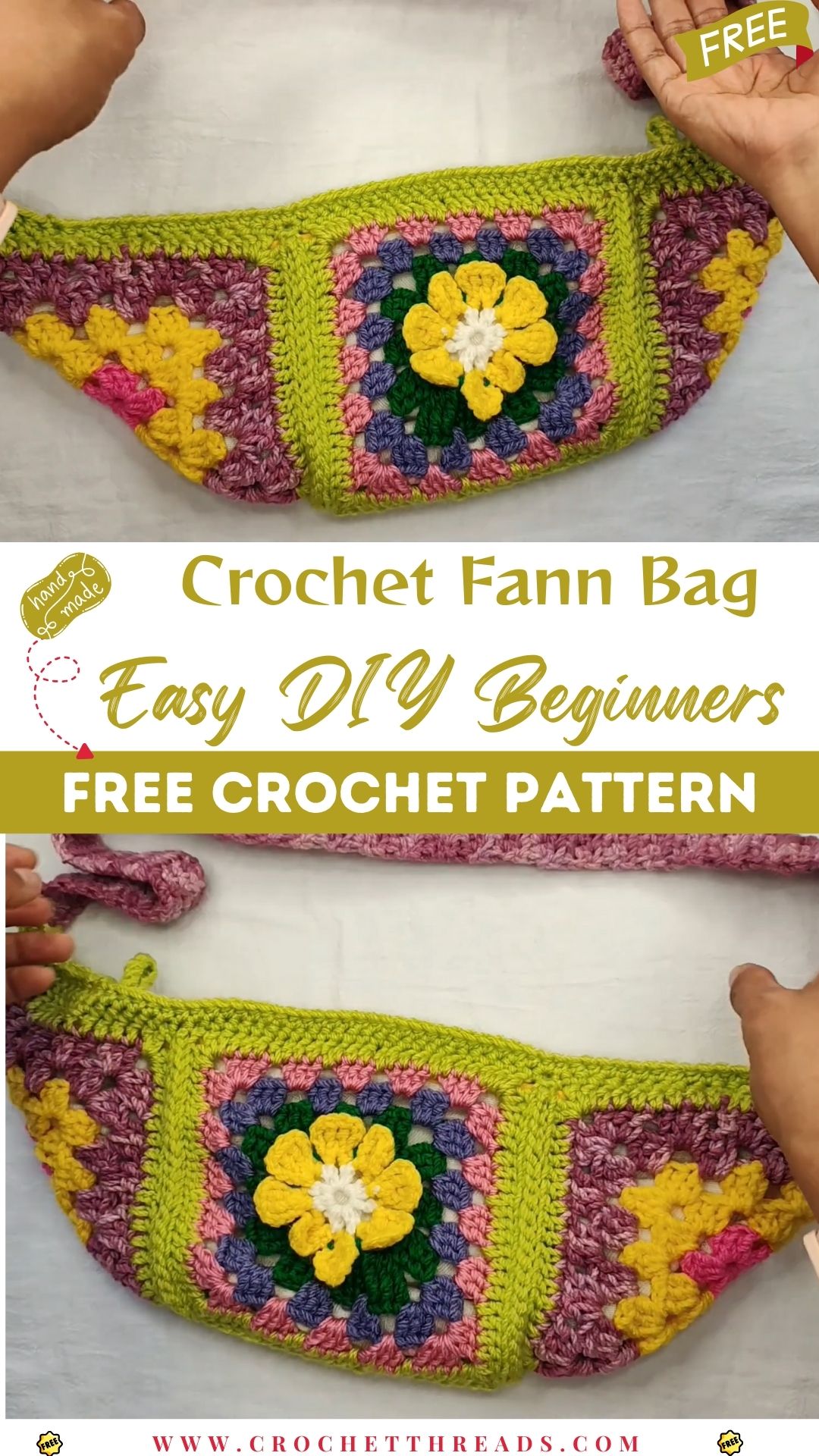 Crochet Cross Body Bag Pattern Made with Granny Squares