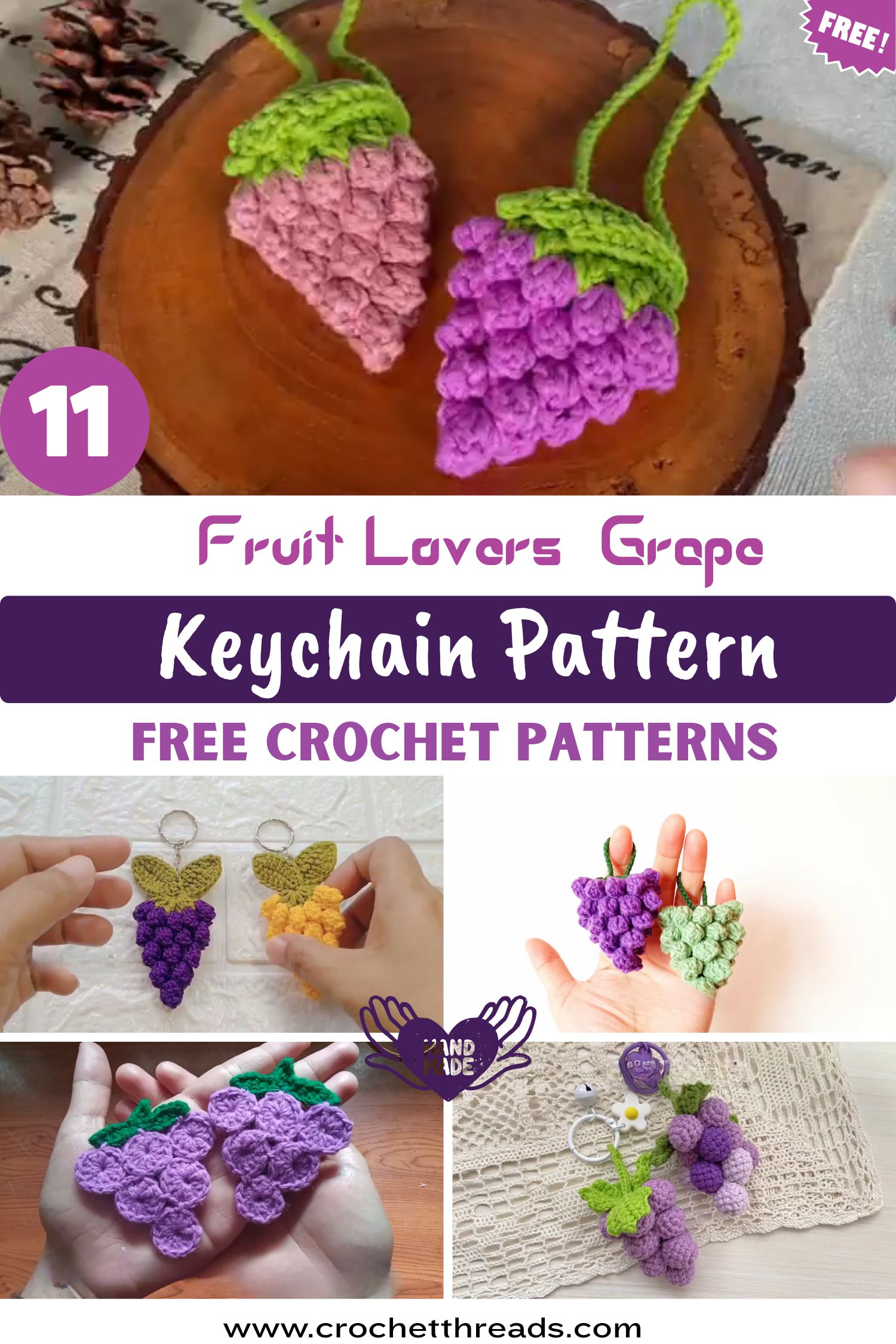 Crochet Grape Keychain Free Pattern – Perfect Gift for Fruit Lovers