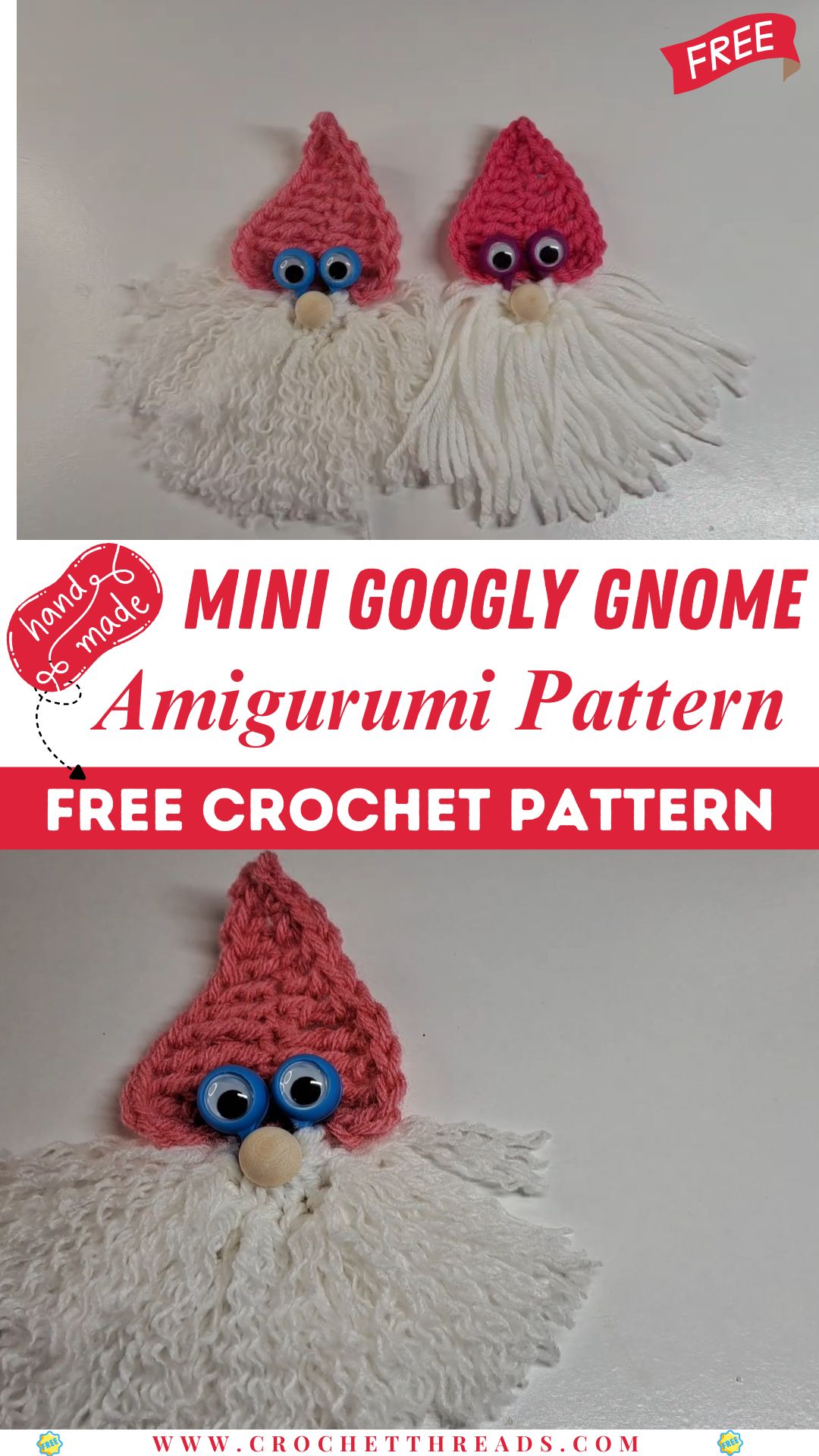 Crochet Mini Googly Gnome – Fun Amigurumi Pattern