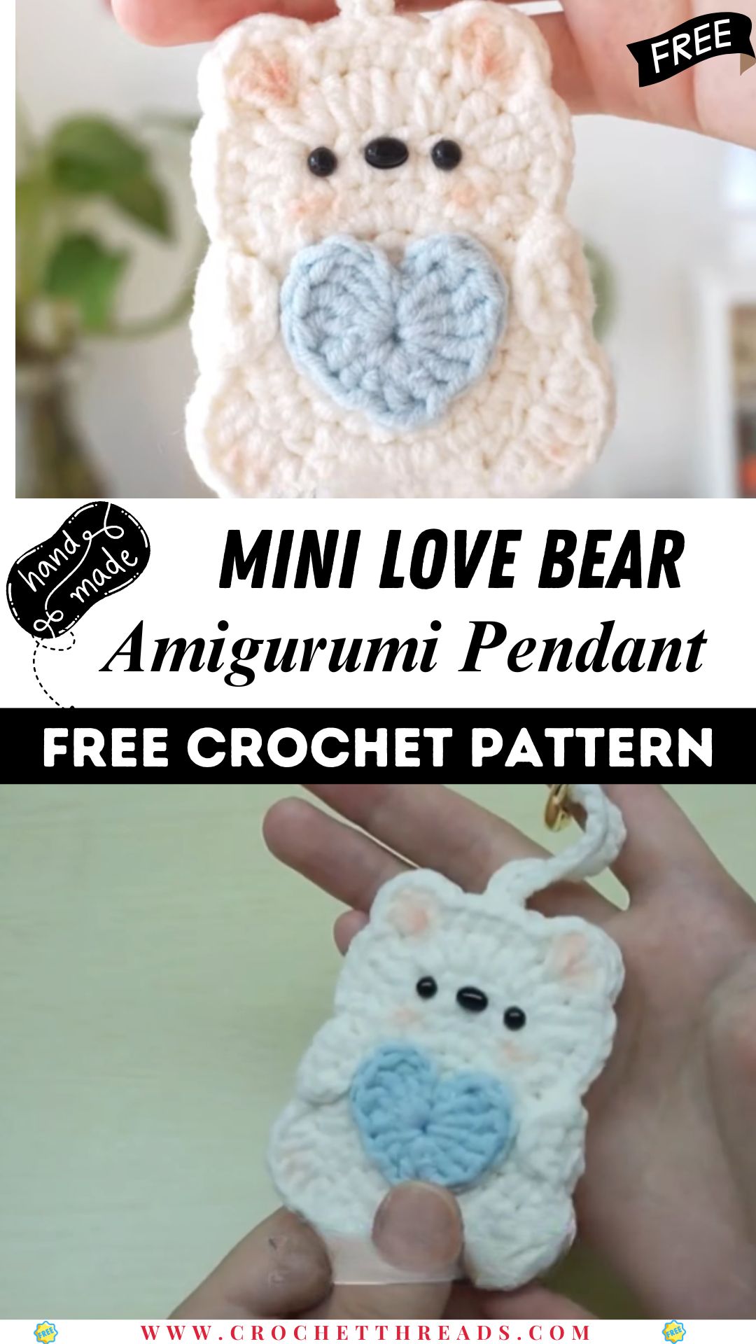 Crochet Mini Love Bear – Romantic Amigurumi Pendant