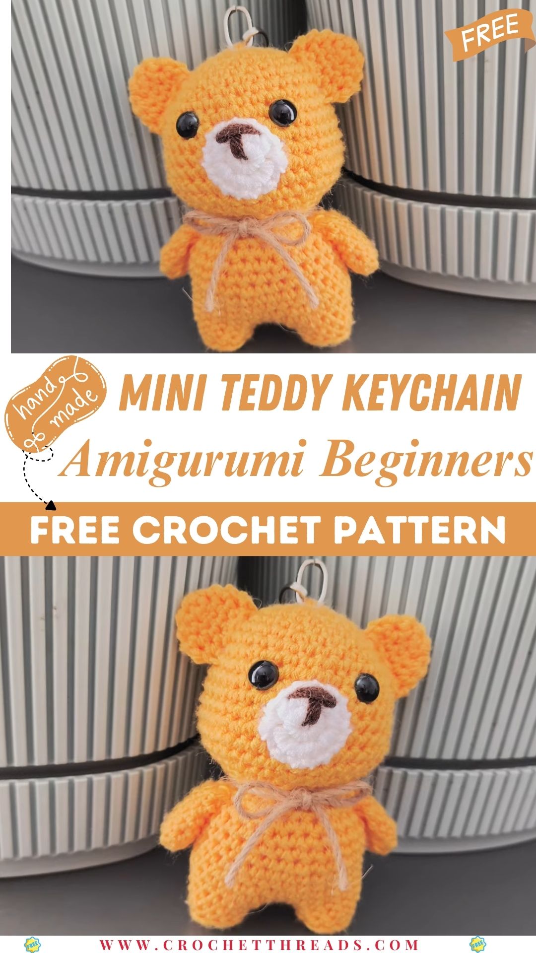 Crochet Mini Teddy Keychain – Cute Amigurumi Bear Pattern Beginners