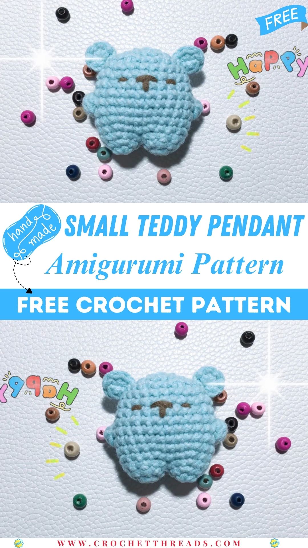 Crochet Small Teddy Pendant – Easy Amigurumi Pattern