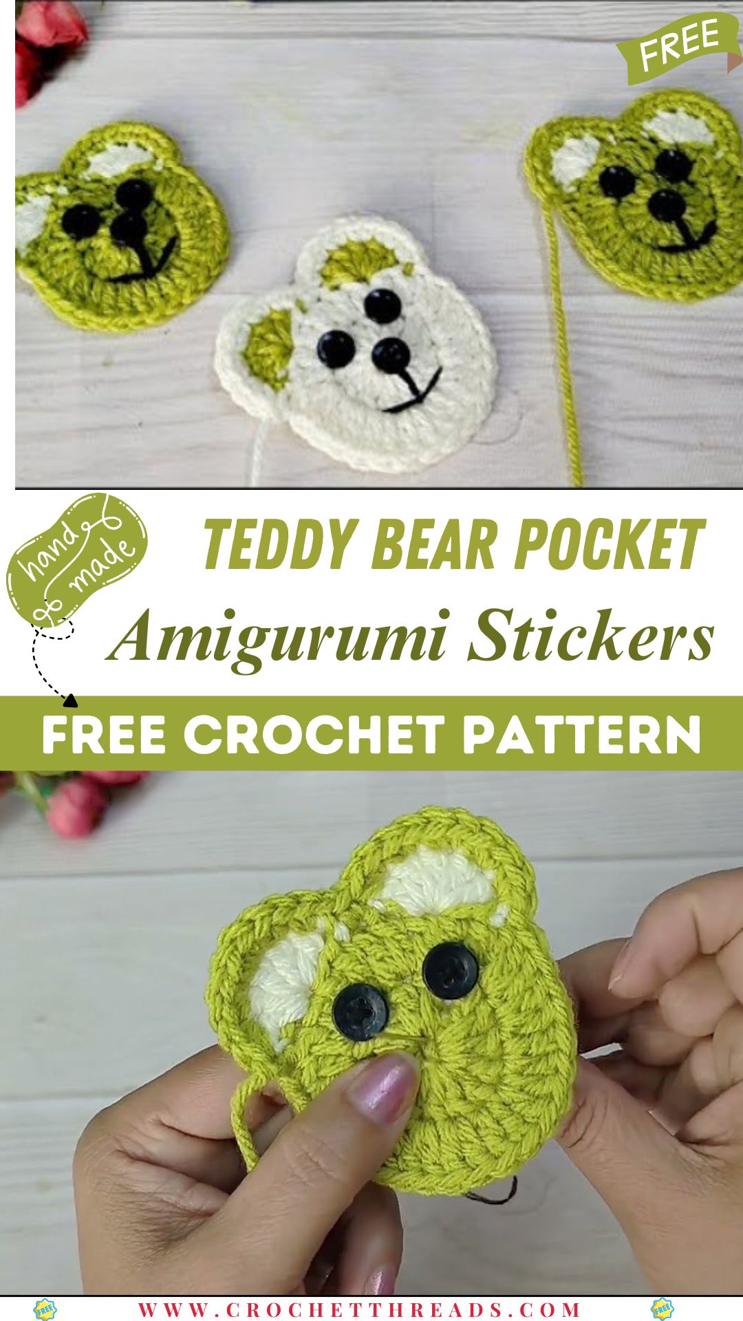Crochet Teddy Bear Pocket – Adorable Amigurumi Pattern Stickers