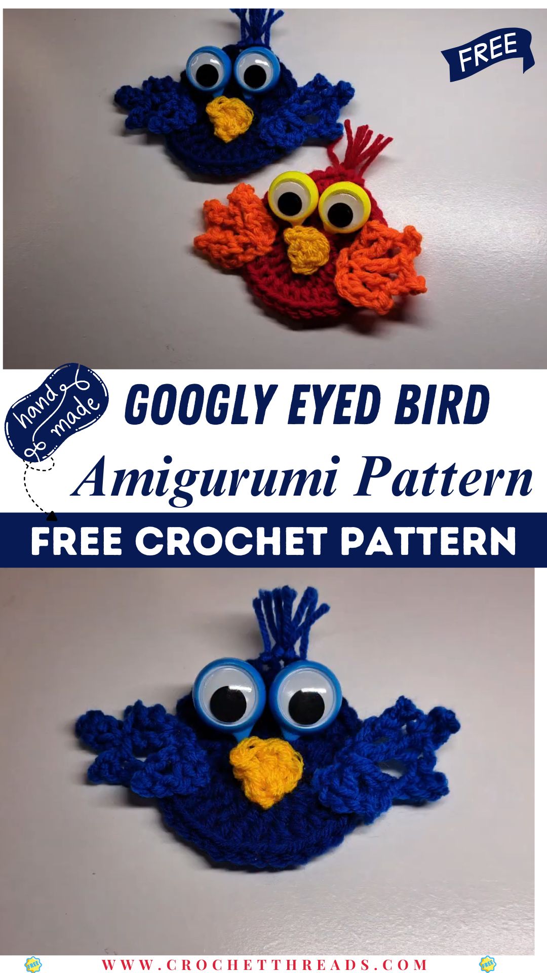 Crochet a Googly Eyed Bird Amigurumi Pattern