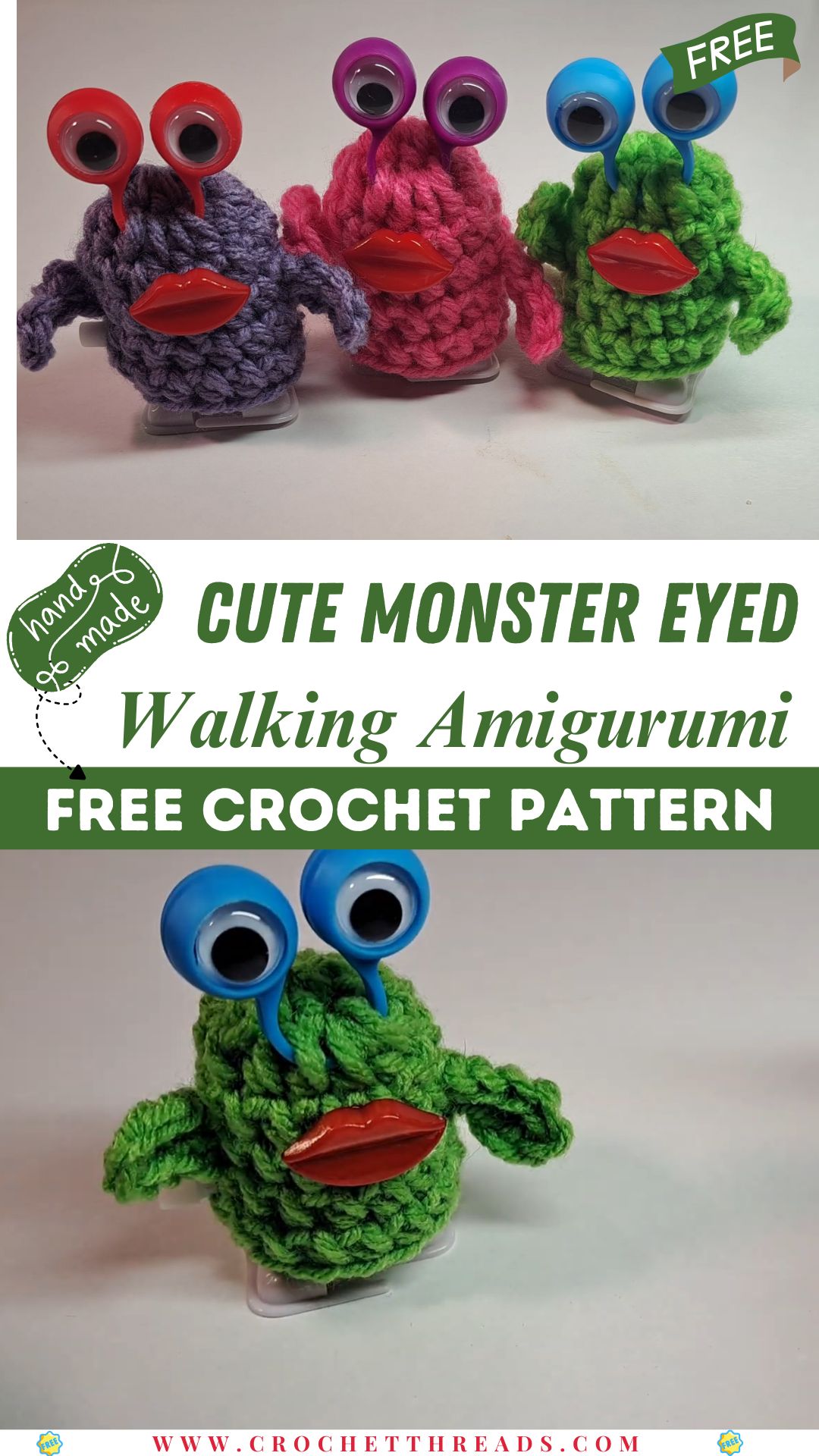 Cute Crochet Monster Pattern – Googly Eyed Walking Amigurumi Toy