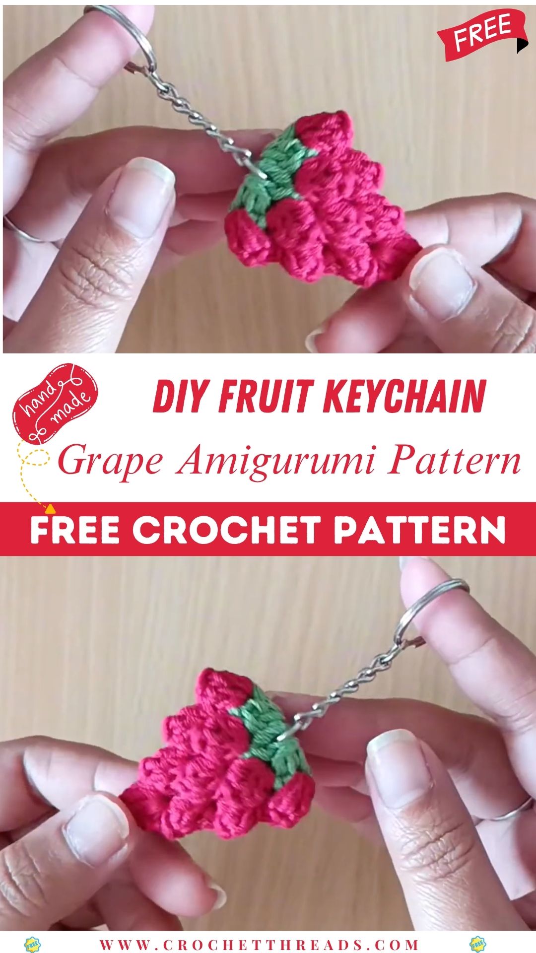 DIY Crochet Fruit Keychain Adorable Grape Amigurumi Pattern