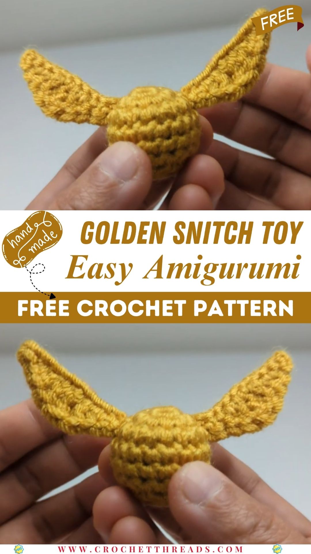 DIY Crochet Golden Snitch Toy Cute and Easy Amigurumi