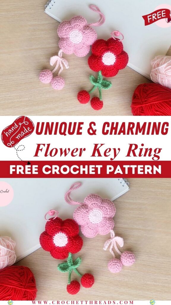 Crochet Flower Bouquet Keychain