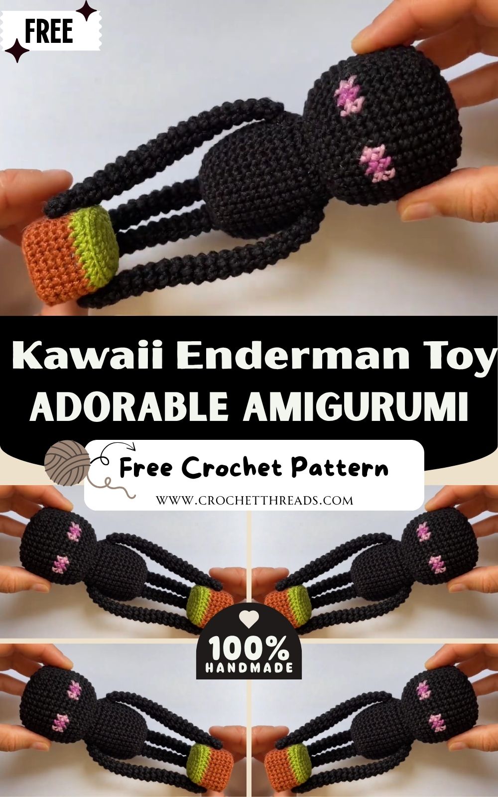 Kawaii Enderman Crochet Pattern – Adorable Minecraft Amigurumi Toy