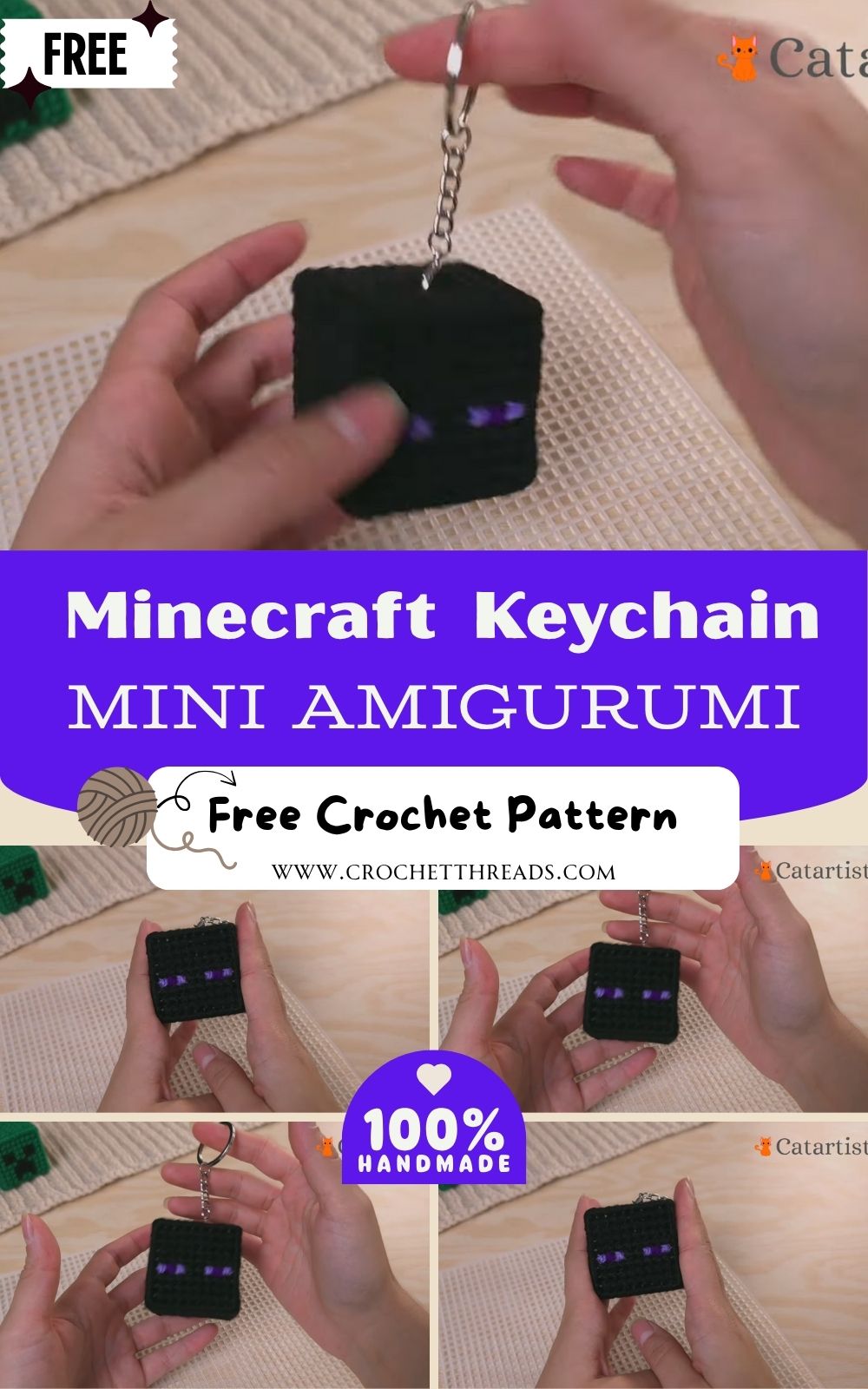 Minecraft Crochet Keychain Pattern –Mini Enderman Amigurumi