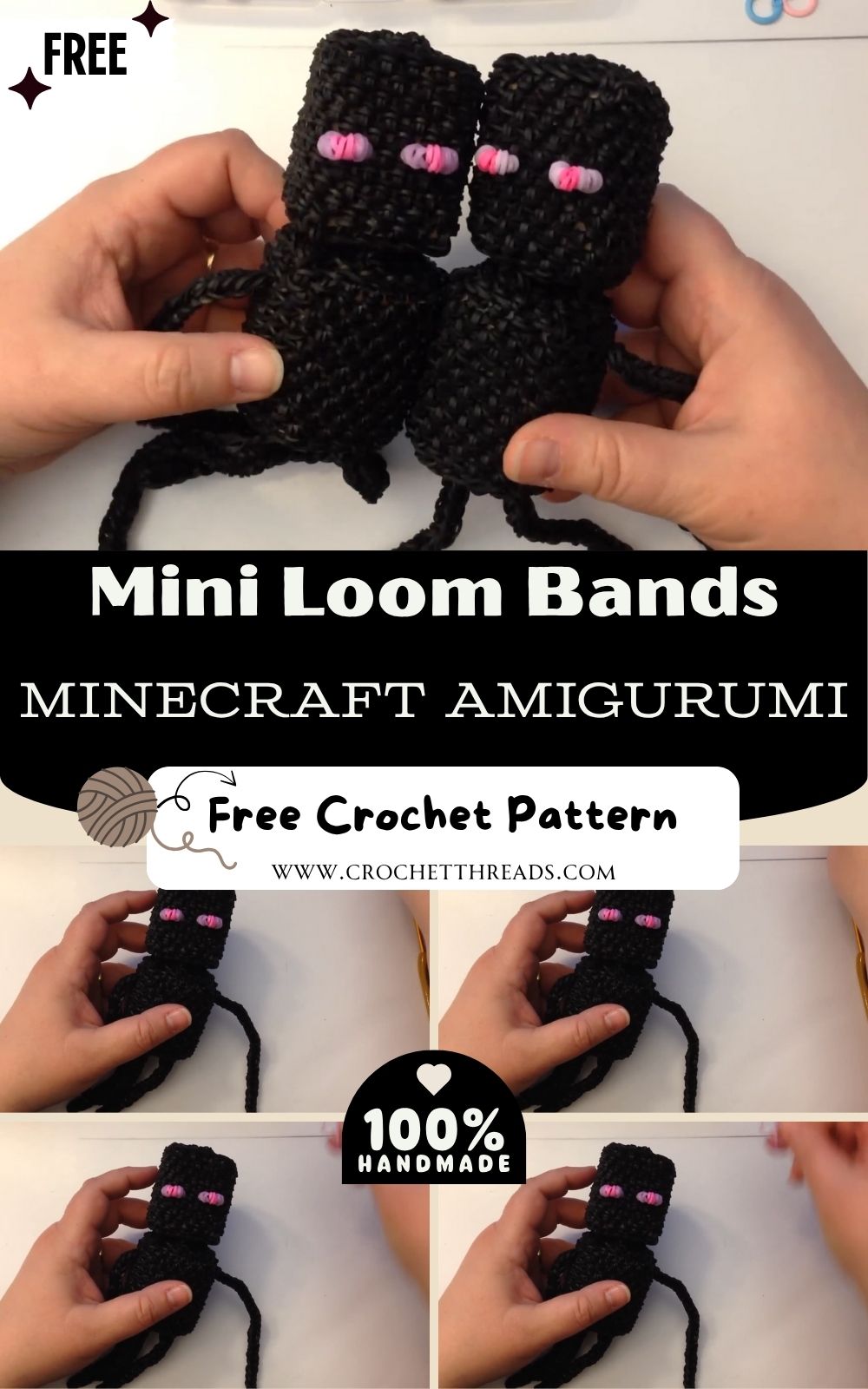 Mini Enderman Crochet Pattern – Cute Minecraft Loom Bands Amigurumi
