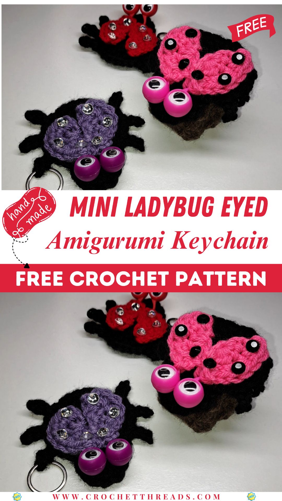 Mini Ladybug – Adorable Googly Eyed Amigurumi Keychain Pattern