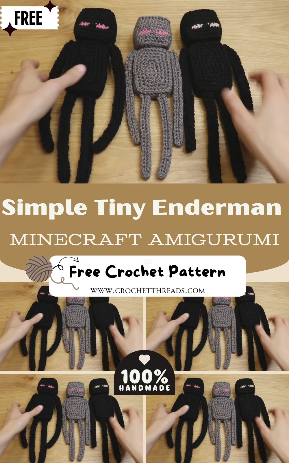 Tiny Enderman Crochet Pattern – Simple Minecraft Amigurumi