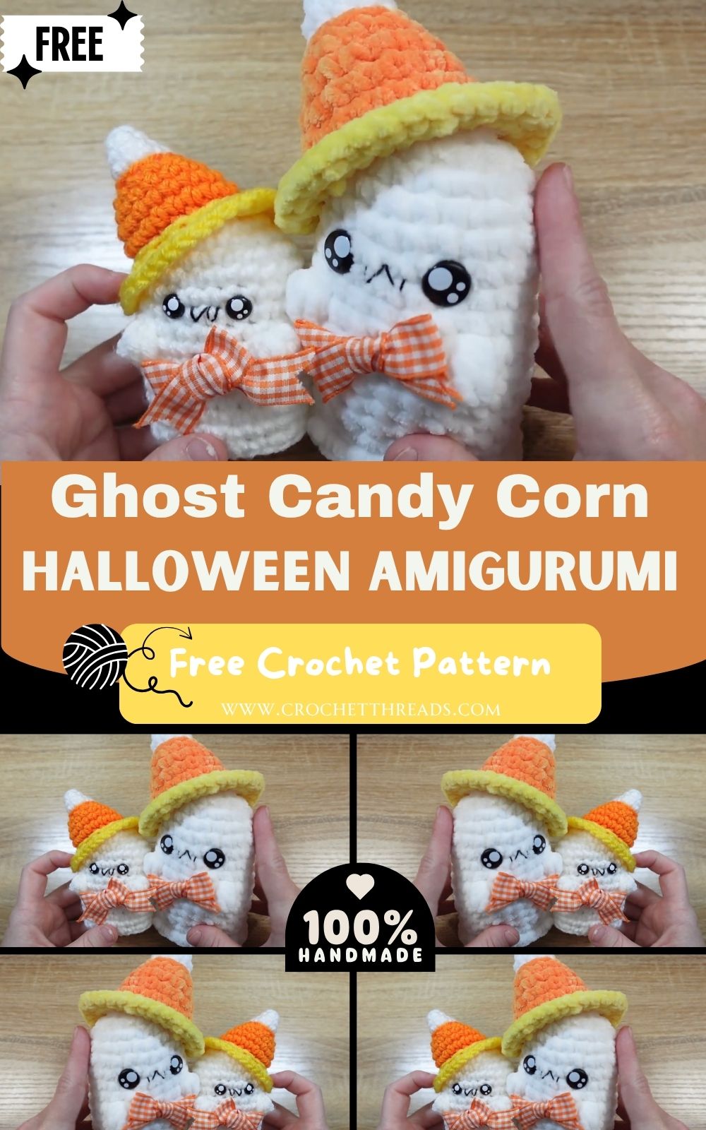 Crochet Ghost Candy Corn Witch Hat Halloween Amigurumi Pattern