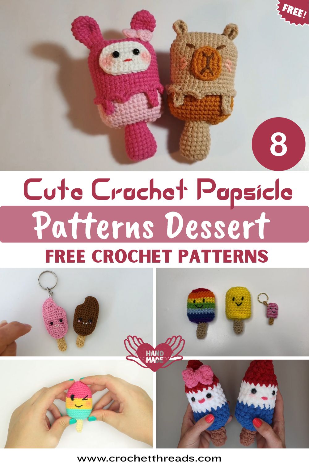 Cute Crochet Popsicle Patterns Dessert Play Toys for Kids