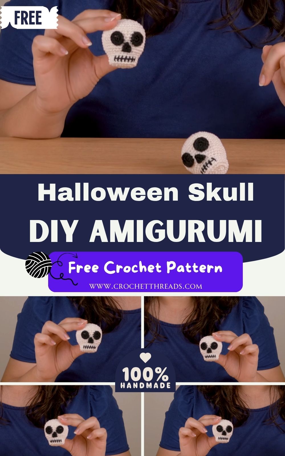 DIY Crochet Halloween Skull Amigurumi PatternToy