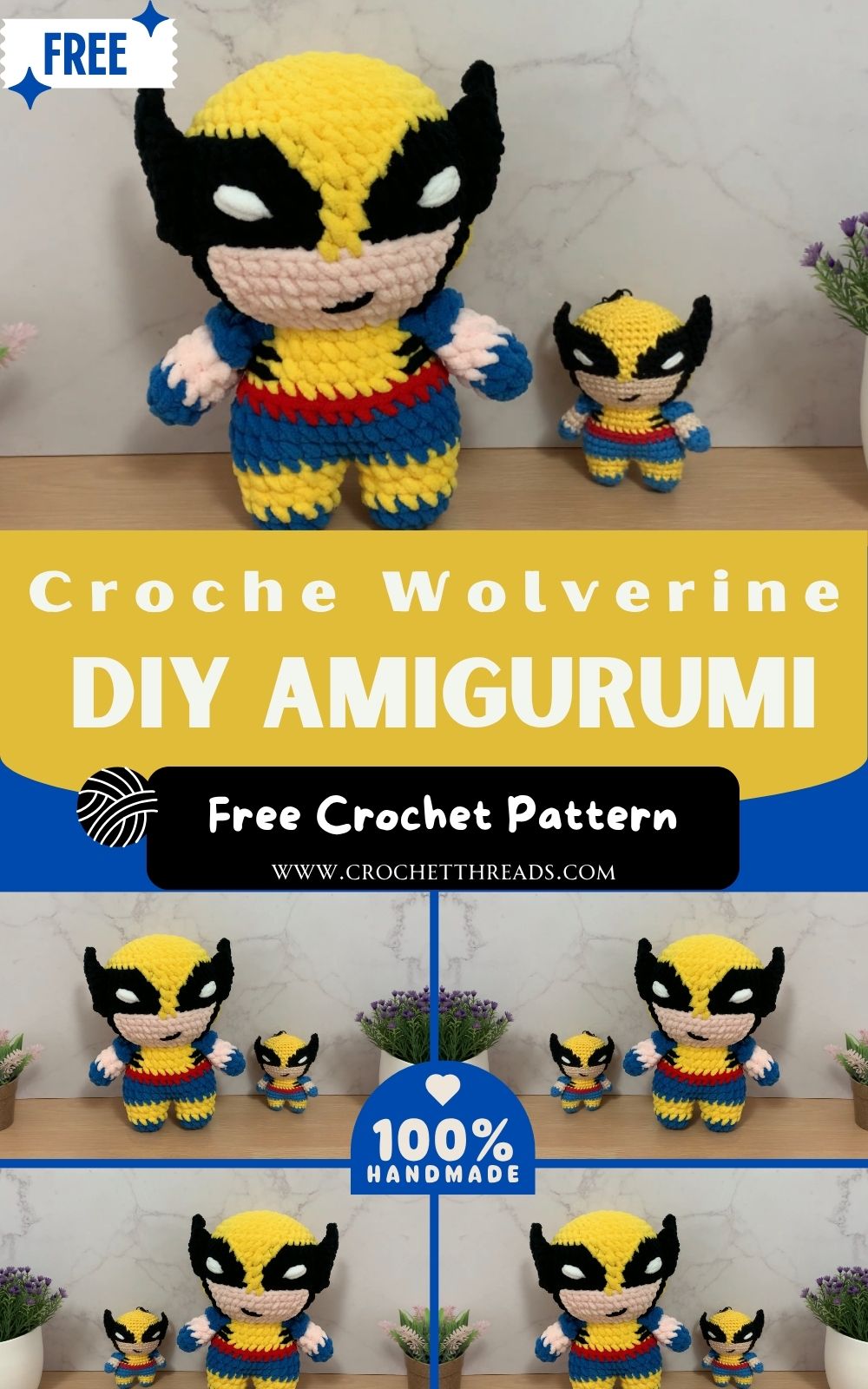 DIY Crochet Mini Wolverine Amigurumi Pattern