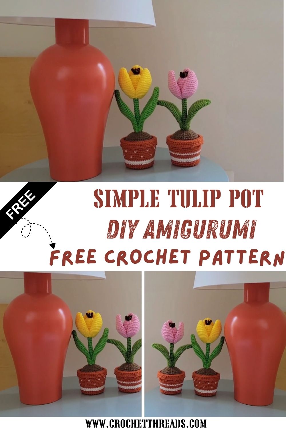 DIY Crochet Simple Tulip Pot Amigurumi Pattern