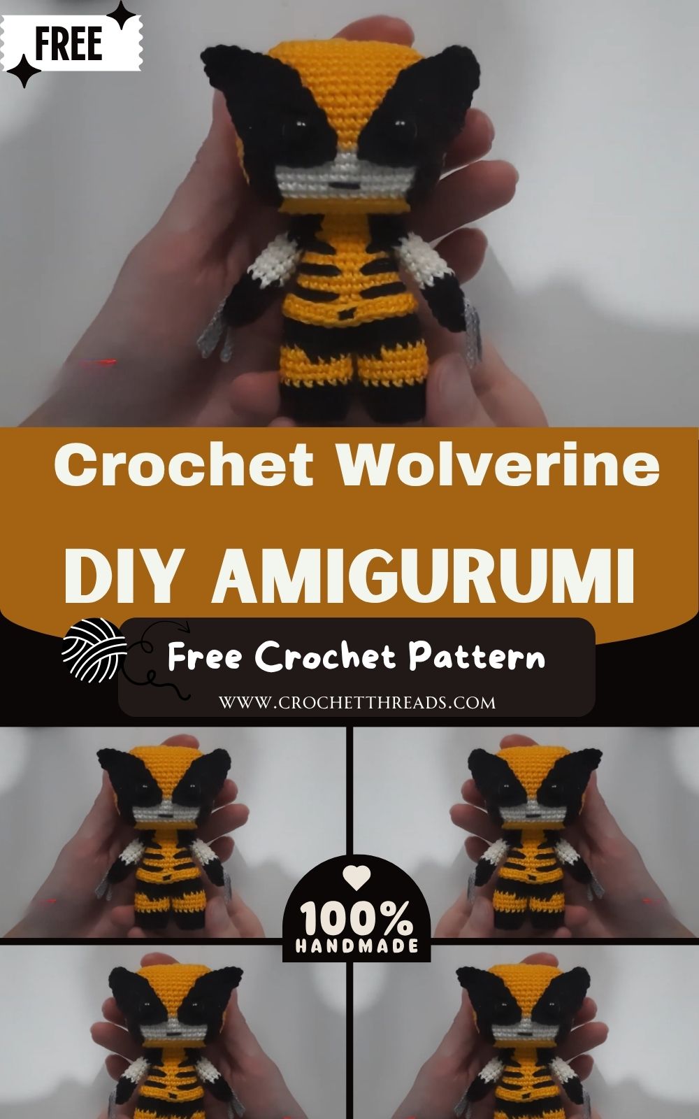 DIY Crochet Wolverine Amigurumi Pattern Squishy Toy