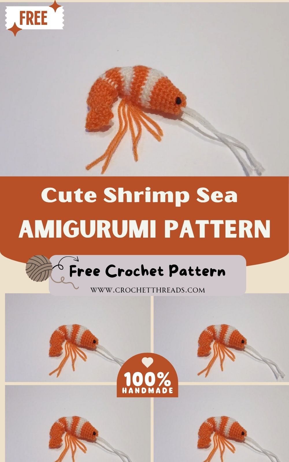 Easy Crochet Cute Shrimp Sea Amigurumi Pattern Animal