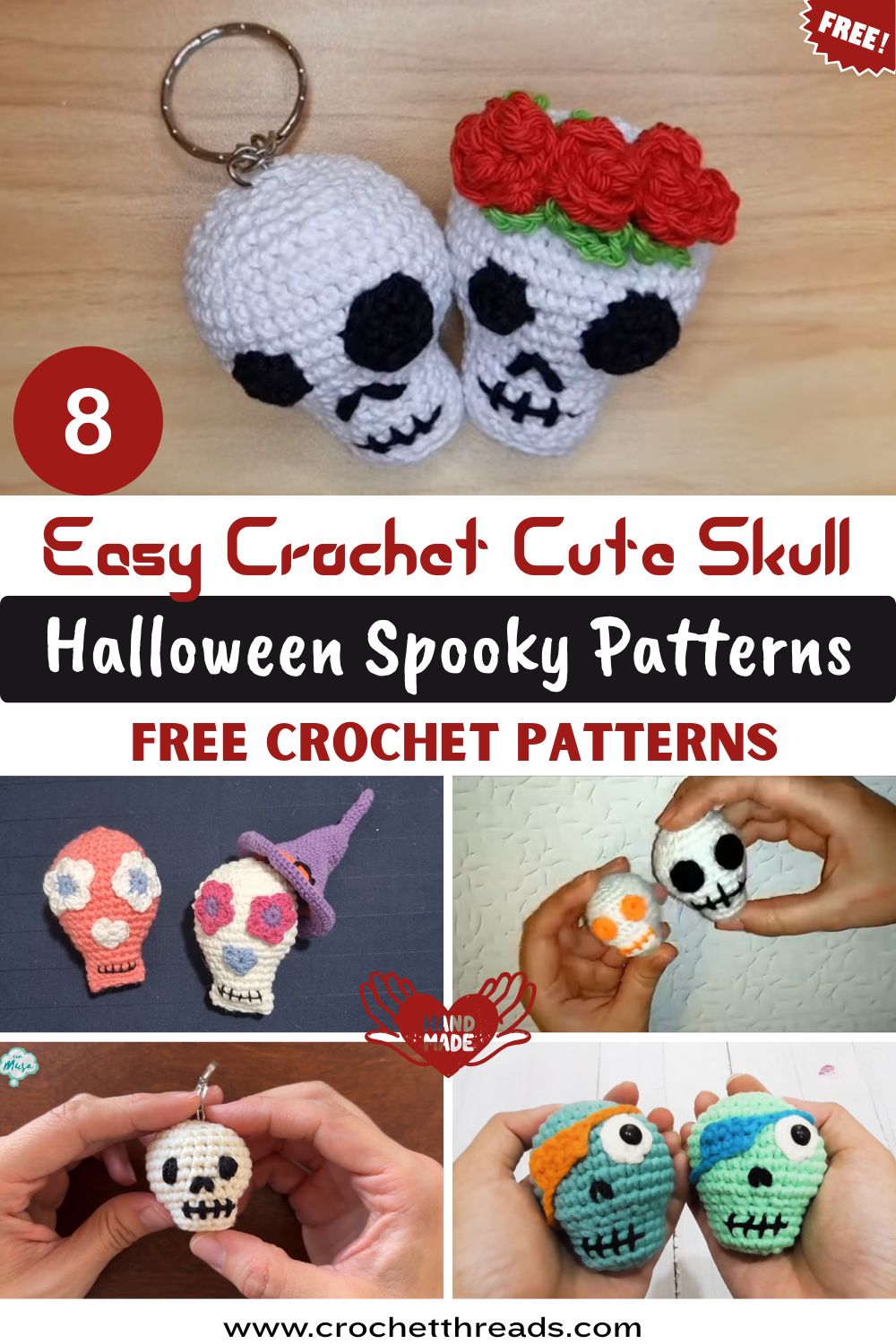 Easy Crochet Cute Skull Halloween Spooky Plushie Patterns for Collection