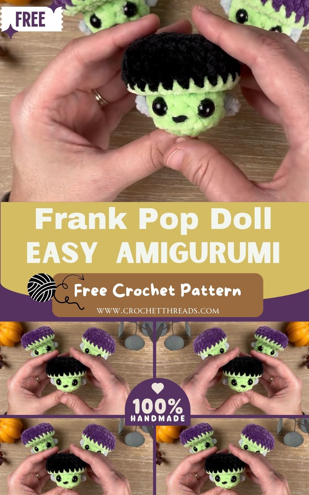 Easy Crochet Frank Pop Doll Halloween Amigurumi Pattern