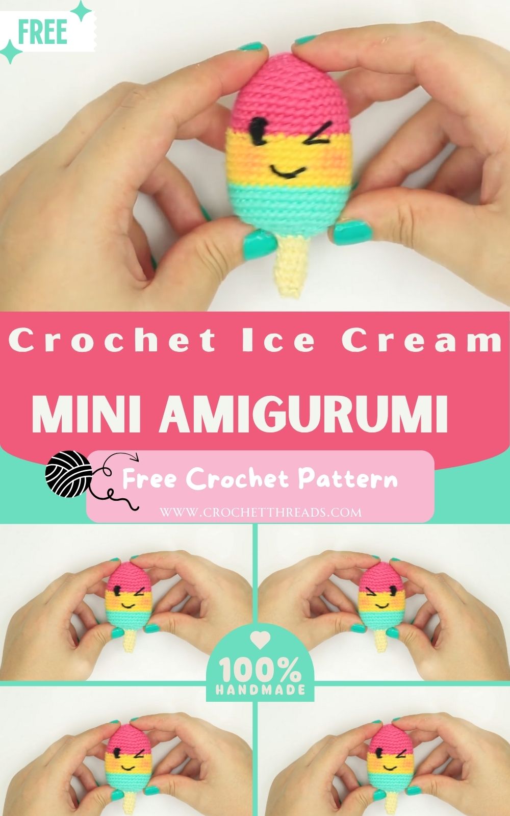 How to Crochet Mini Ice Cream Amigurumi Pattern Toy