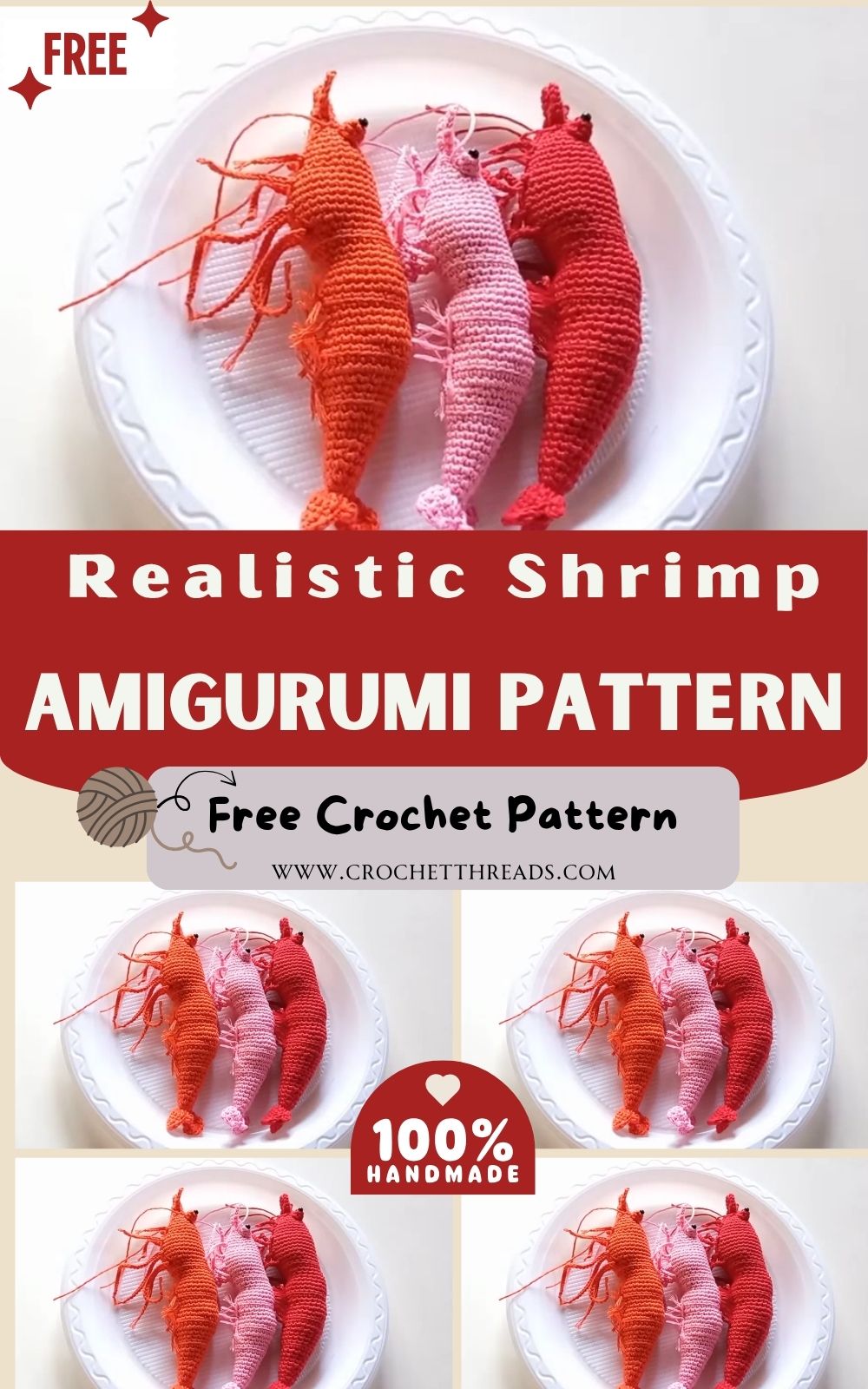 How to Crochet Realistic Shrimp Amigurumi Pattern