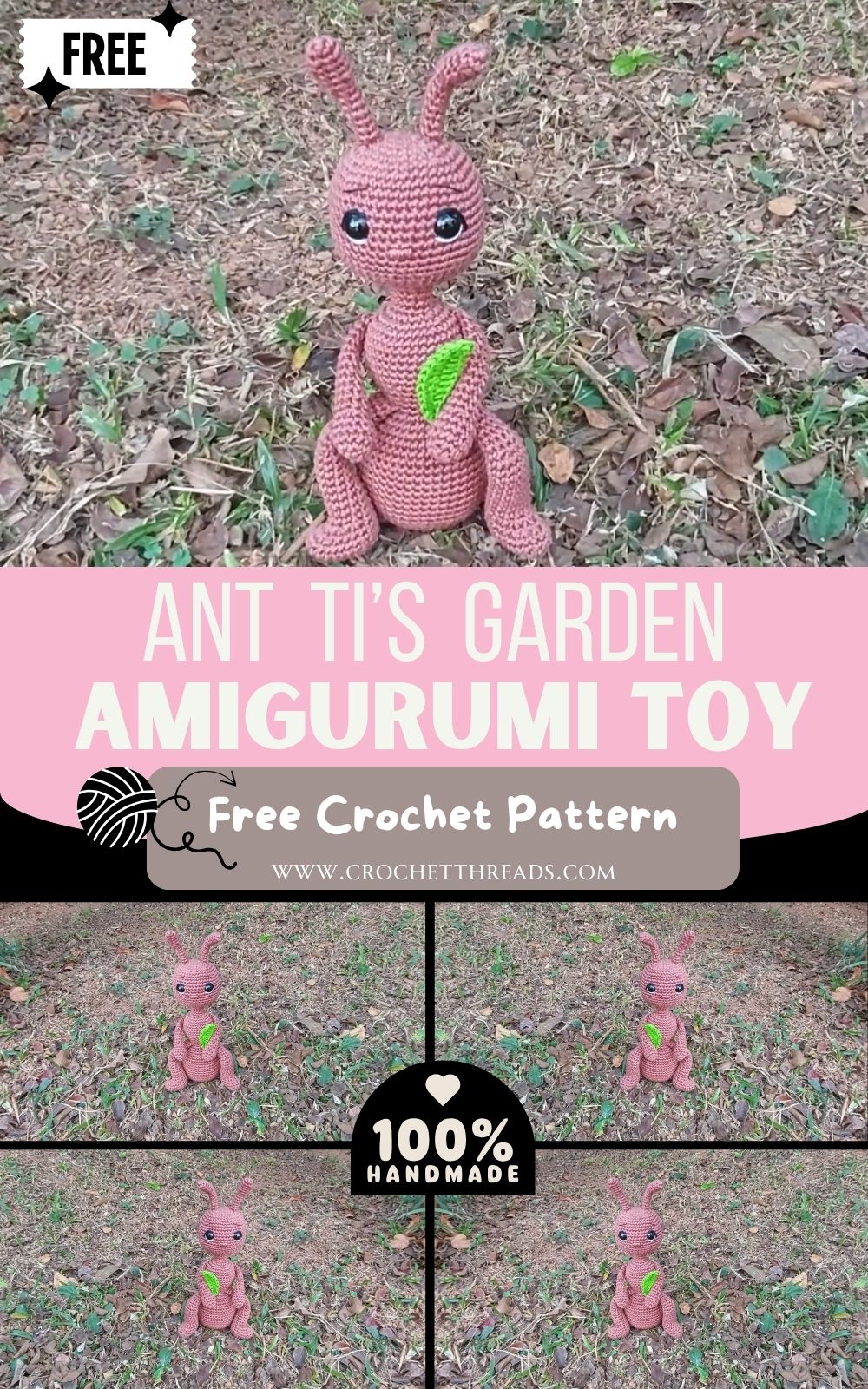 Mini Crochet Ant Ti’s Garden Amigurumi Pattern Toy