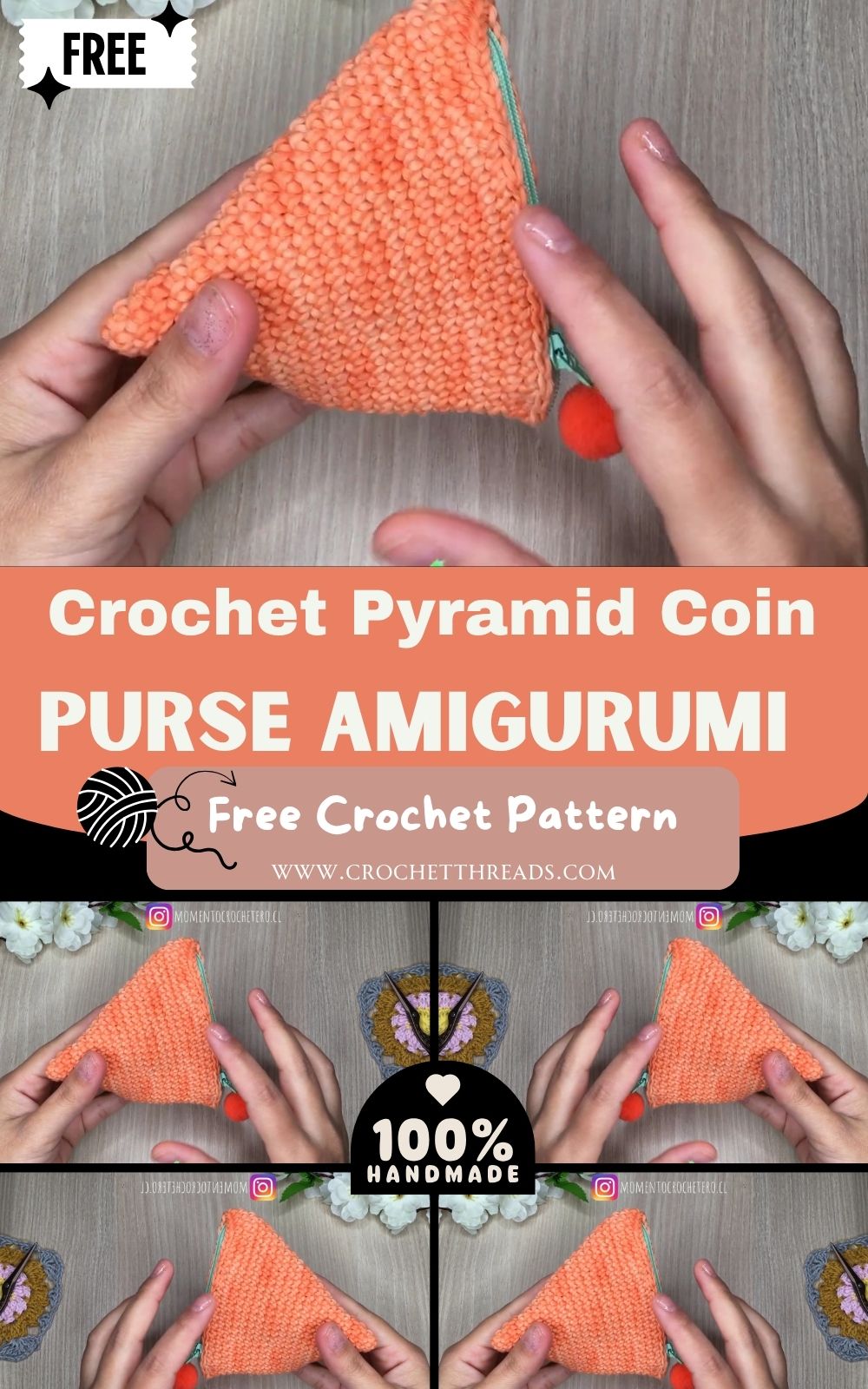 Mini Crochet Pyramid Coin Purse Amigurumi Pattern